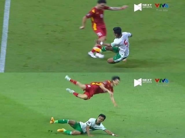Nguyen Tuan Anh was kicked down by Indonesia, and netizens lamented