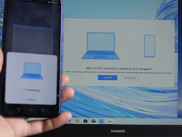 Instructions for using Huawei Share drag and drop data between laptop and smartphone