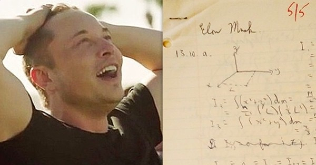 Tỷ phú Elon Musk đăng ảnh bài tập hồi đi học, cư dân mạng nhận ra một chi tiết rất thú vị