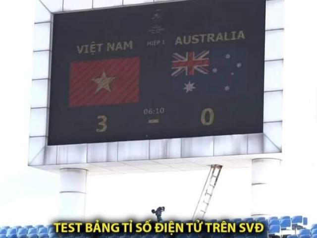 Cộng đồng mạng xôn xao bức ảnh bảng điện tử hiển thị ĐT Việt Nam thắng đậm Australia