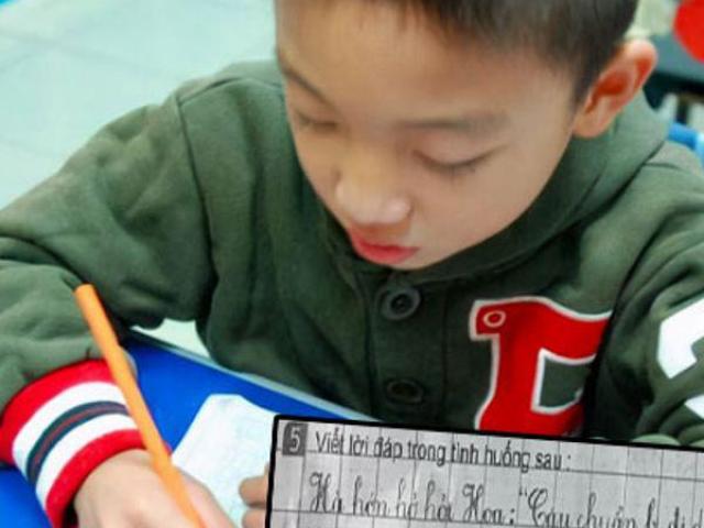 Viết lời đáp cho tình huống trong bài tập Tiếng Việt, cậu bé dùng 1 từ gọn lỏn khiến dân tình ”cười ngất”