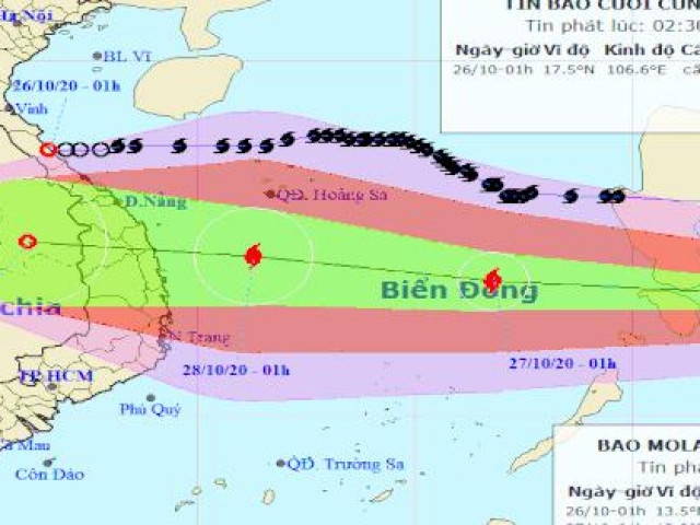 Bão Molave giật cấp 15 hướng vào Đà Nẵng - Phú Yên