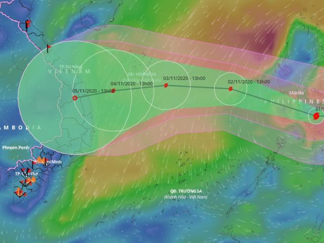 Bão Goni áp sát Biển Đông, hướng vào các tỉnh Đà Nẵng đến Phú Yên