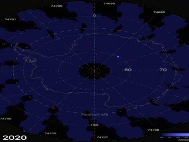 Antarctic blue glowing strange cloud: of alien origin