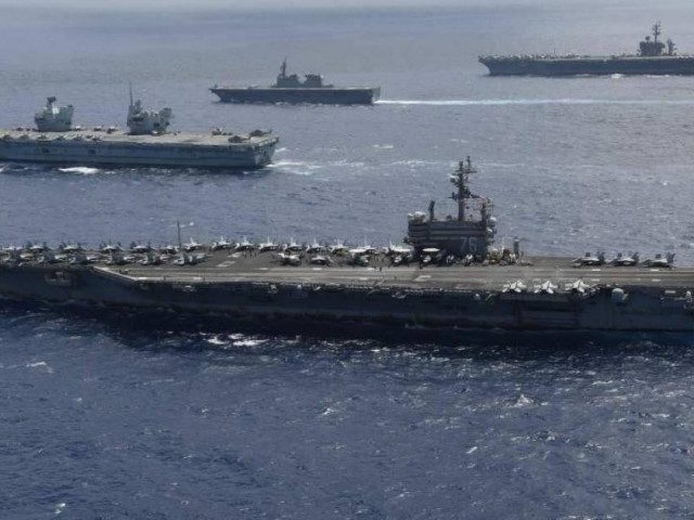 4 tàu sân bay của Mỹ, Anh, Nhật Bản tập trận gần đảo Đài Loan