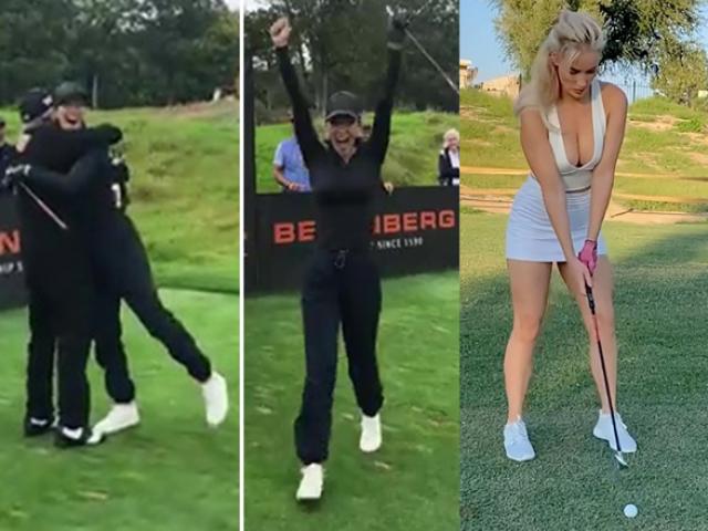 The golf lady has a fantastic shot from 136m, making the legend
