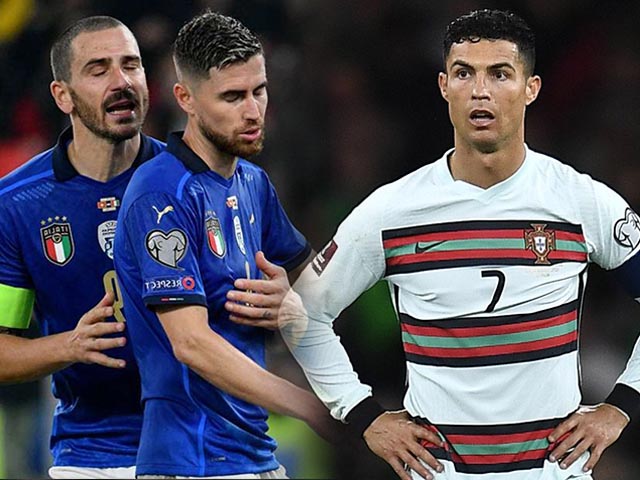 Kịch bản sốc Bồ Đào Nha - Italia ở nhà xem World Cup, Ronaldo - Jorginho khóc hận