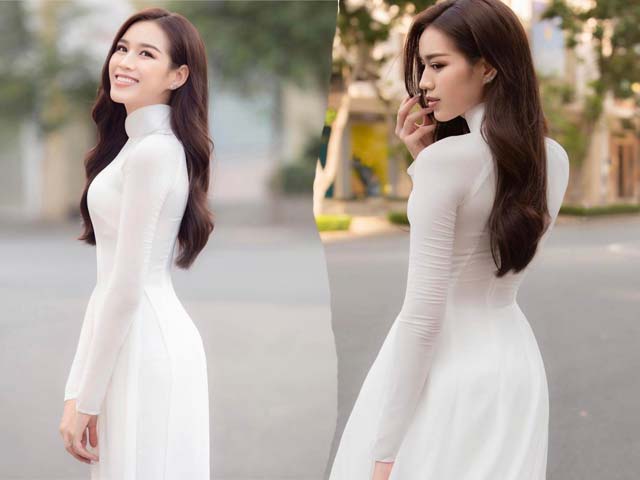 Hoa hậu Đỗ Thị Hà mặc áo dài trắng như nàng thơ