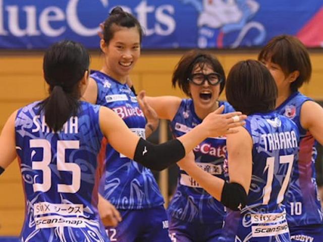 Thanh Thuy 1m93 sublimated with teammates to defeat former Japanese volleyball champion