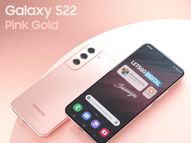 Tạo hình Galaxy S22/ Galaxy S22+ màu Hồng vàng đẹp lung linh